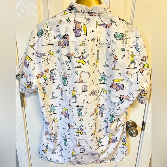 Prada Men’s Cotton Button Down T-Shirt with Golf Player Graphics Size 44/17.5/XL - Picture 5 of 7